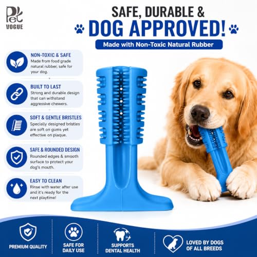 Image of PetVogue Dog Toothbrush Chew Toys Natural Rubber Dog Tooth Cleaner Stick Puppy Dental Care Brushing Toy - FOR SMALL DOGS