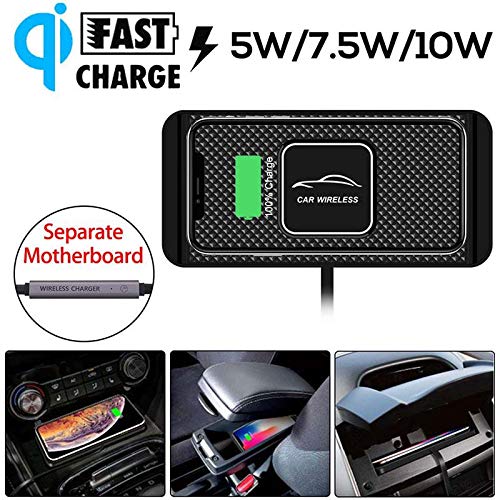 lesgos Qi Fast Wireless Charger Pad, 2-in-1-Kfz-Halterung für drahtlose Ladegeräte, 7.5W 10W Fast Qi Charger Mat Kompatibel mit iPhone X XR XS und Anderen Qi-fähigen Geräten