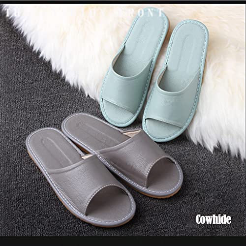 GHYUB Men's and Women's Genuine Leather Open Toe Sandals - Summer Slippers, Indoor and Office Slippers, Casual House Shoes, Gift for Men and Women2