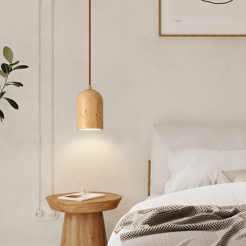 Lámpara colgante de travertino amarillo moderno estilo nórdico para comedor 4