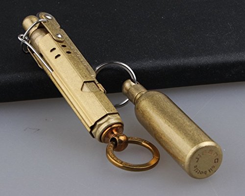 Jifeng Handmade Wwi Wwii Cool Retro Vintage Brass/Copper Trench Lighter And Solid Brass Fuel Bottle, Gift For Collection #TOP16