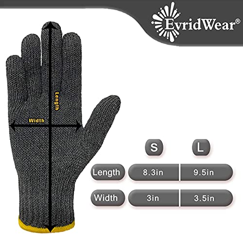 Evridwear Cotton Work Gloves Light-Duty String Knit Bbq Glove Liner For Outdoor Cooking, Painting, Gardening Men & Women 10 Pairs (Grey, Large) #TOP5