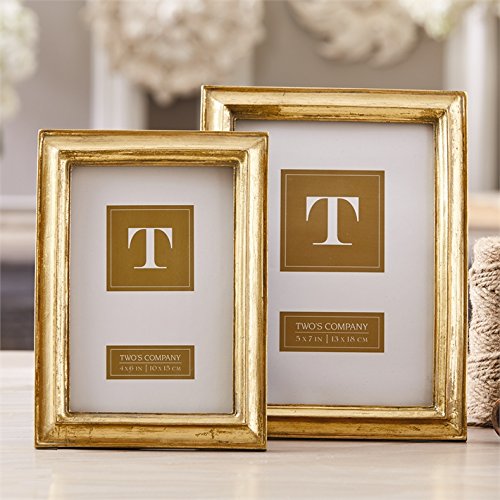 Two's Company Set Of 2 Gold Leaf Photo Frames Includes 1 4X6 And 1 5X7 #TOP19