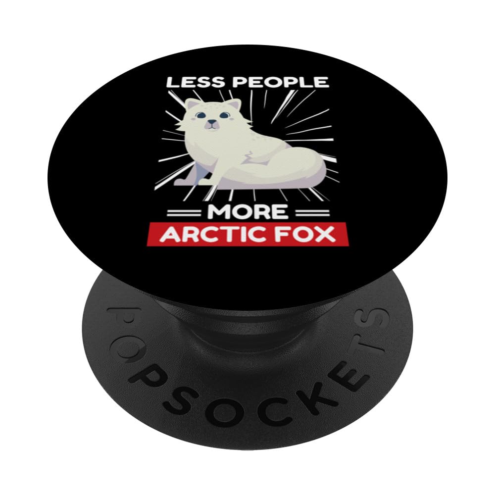 Cute Kawaii Arctic Fox Less People More Arctic Fox PopSockets Swappable PopGrip, Black