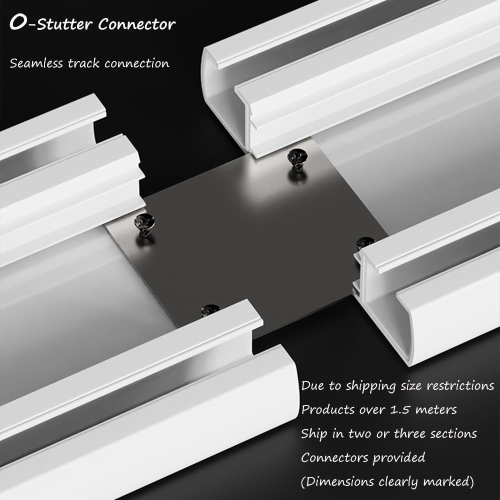 Système de Rideaux de séparation de pièce à Double Rail, Robuste et fixé au Plafond. Installation Facile et Style élégant. Rails en Aluminium Noirs de 75 cm.