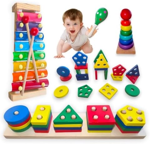 4 en 1 Juguetes Montessori Bebés 6 a 36 Meses, Juego Sensorial Ap...