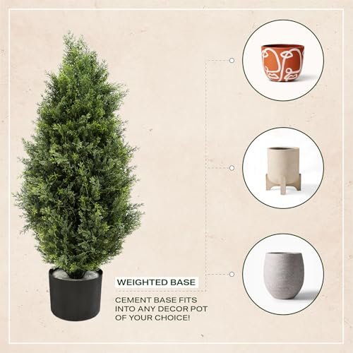 Synthetic Topiary Cedar Bushes 3ft, 2 pk - Out of doors Indoor Fake Pine Shrubs Vegetation, Reasonable Pretend Vegetation Entrance Porch Decor, Synthetic Bushes Cypress for House Entrance Door Places of work - Image 6