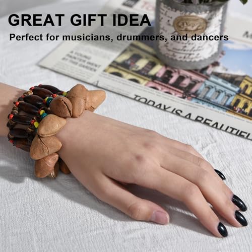 Image of 2 Pcs Cacho Seed Rattle Bracelets, Nature Sound African Nut Seed Shell Wrist Shaker Dance Anklets Bell