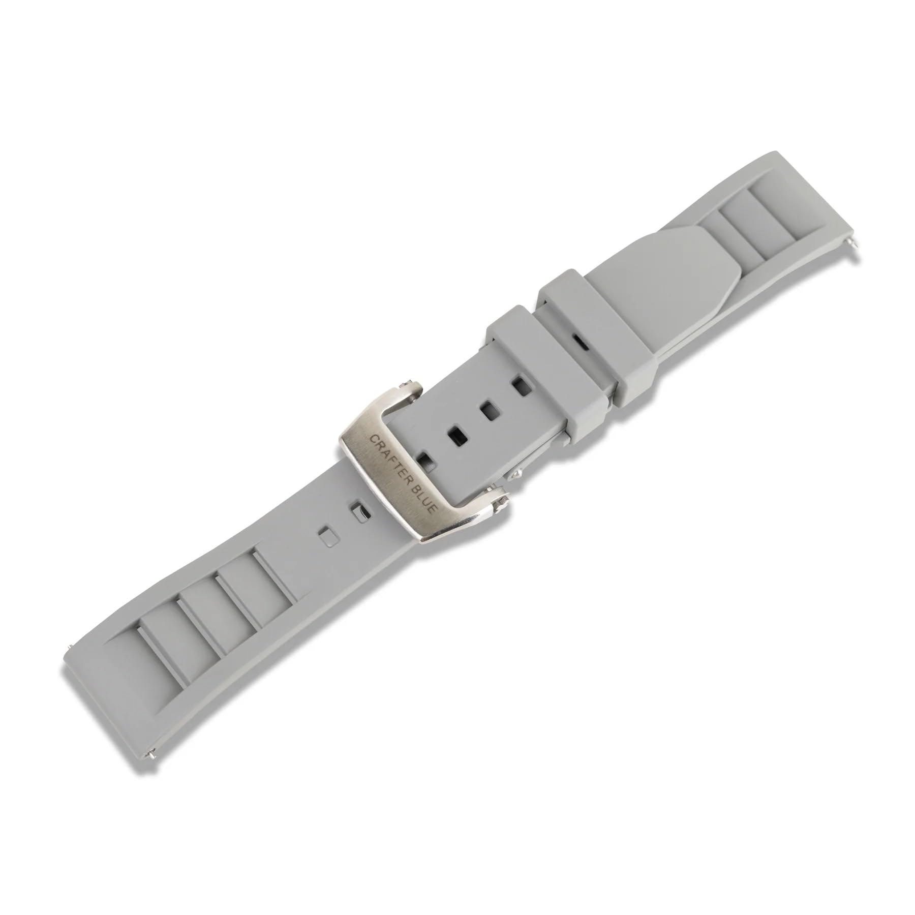 Crafter Blue UX08 Straight End Butterfly-clasp FKM Rubber Strap Replacement Band for All 20mm Width Lug Watches, Grey