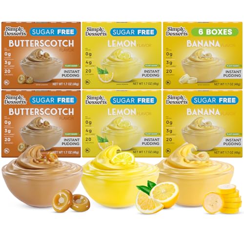 Simply Desserts Banana, Butterscotch & Lemon Instant Pudding, Sugar-Free, Variety