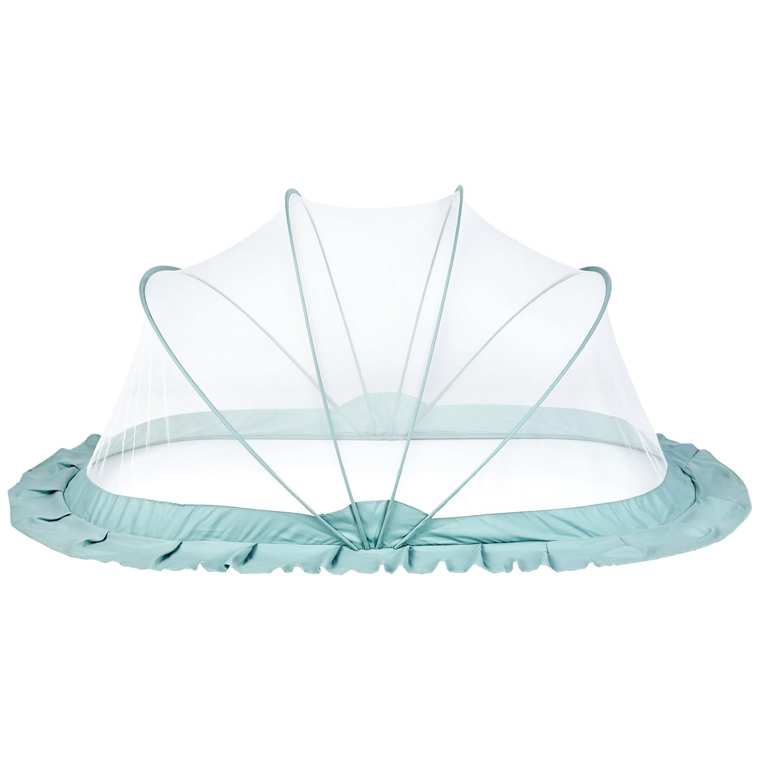 Amazon Brand - Solimo Foldable Baby Mosquito Net, Bottomless Net for Safe & Easy Use, 135 x 65 x 65cms, for Babies & Toddlers (0 to 24 Months) - Ocean Green
