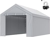 VEVOR 10x20 Carport Canopy Replacement Cover Top + Sidewalls Grey, Heavy-Duty Waterproof UV Protected Tarp, Easy Bungee Install (Frame Not Included)