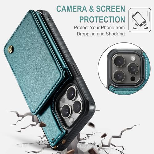Vinich for iPhone 15 Pro Max Wallet Case with Card Holder, RFID Blocking Credit Slots Kickstand Shockproof Phone Cover Fit for iPhone 15 Pro Max 6.7" Bluish Green by Vinich - Used condition - Image 6