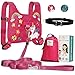 HappyVk-Guinzaglio per bambini,imbracatura di sicurezza per bambini, anti smarrimento, con chiusura a cordoncino e cintura per genitori-con ricamo a unicorno-per ragazze di 1-4 anni immagine