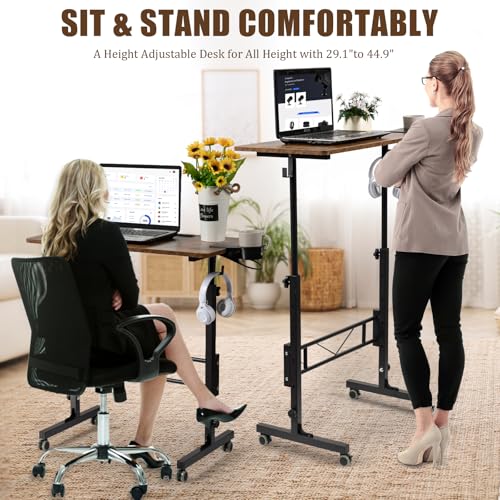 Image of SIDUCAL Standing Desk Adjustable Height, Rustic Brown