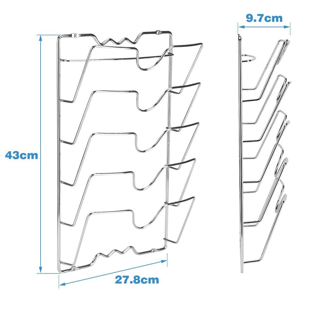 Ejoyous 5 lagig Topfdeckelhalter Wand, Deckelhalter Praktische Küchenutensilien für Topf- und Pfannendeckel, Deckelhalter für Schranktür 5 Deckel 3,4 x 27,8 x 9,7 cm