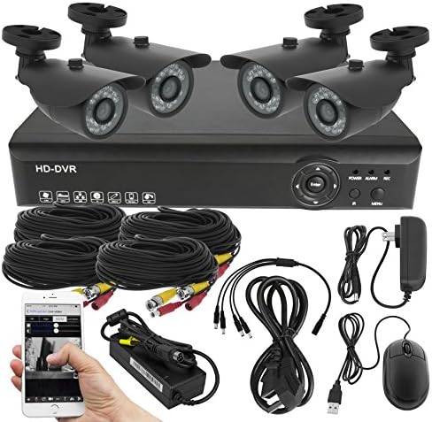 Best Vision Systems 8 Channel AHD DVR Security System with 4 720P AHD IR Outdoor Bullet Cameras, 1TB HDD Included and Remote Surveillance (Black)