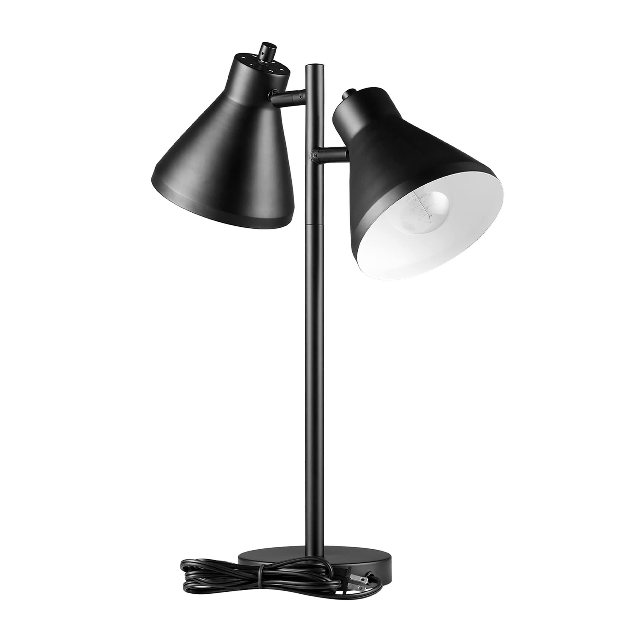 Globe Electric Novogratz x 52999 18" 2-Light Desk Lamp, Matte Black, On/Off Rotary Switch on Each Shade, Pivoting Lamp Heads, Industrial, Home Office Accessories, Desk Lamps for Home Office