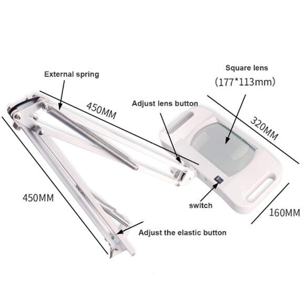 Lupa, lámpara de Aumento LED con Pinza, con Brazo Giratorio Ajustable, luz, Lupa de 10 aumentos, lámpara de Aumento Vertical de Escritorio, luz de Belleza, Soporte de Belleza ajust