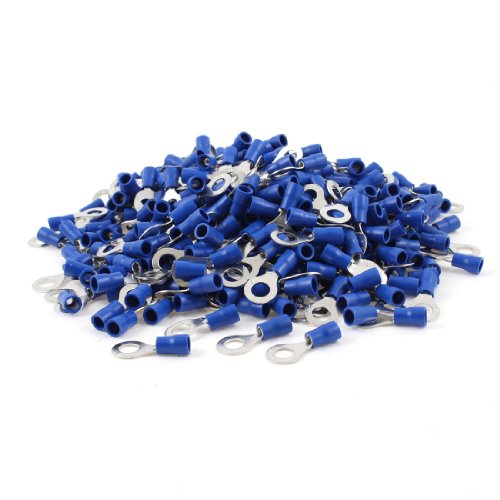 Terminales de anillo preaislados RV2-6 azul para conectar cable AWG 16-14 uxcell