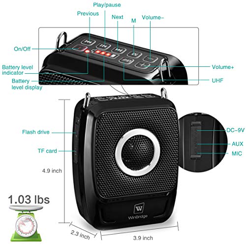 Wireless Portable PA System Microphone and Speaker Set- 25W Rechargeable Bluetooth Voice Amplifier Loudspeaker with Headset/Handheld Mic, Mini Karaoke Machine Amp for Classroom/Teachers ect - Thumbnail 2