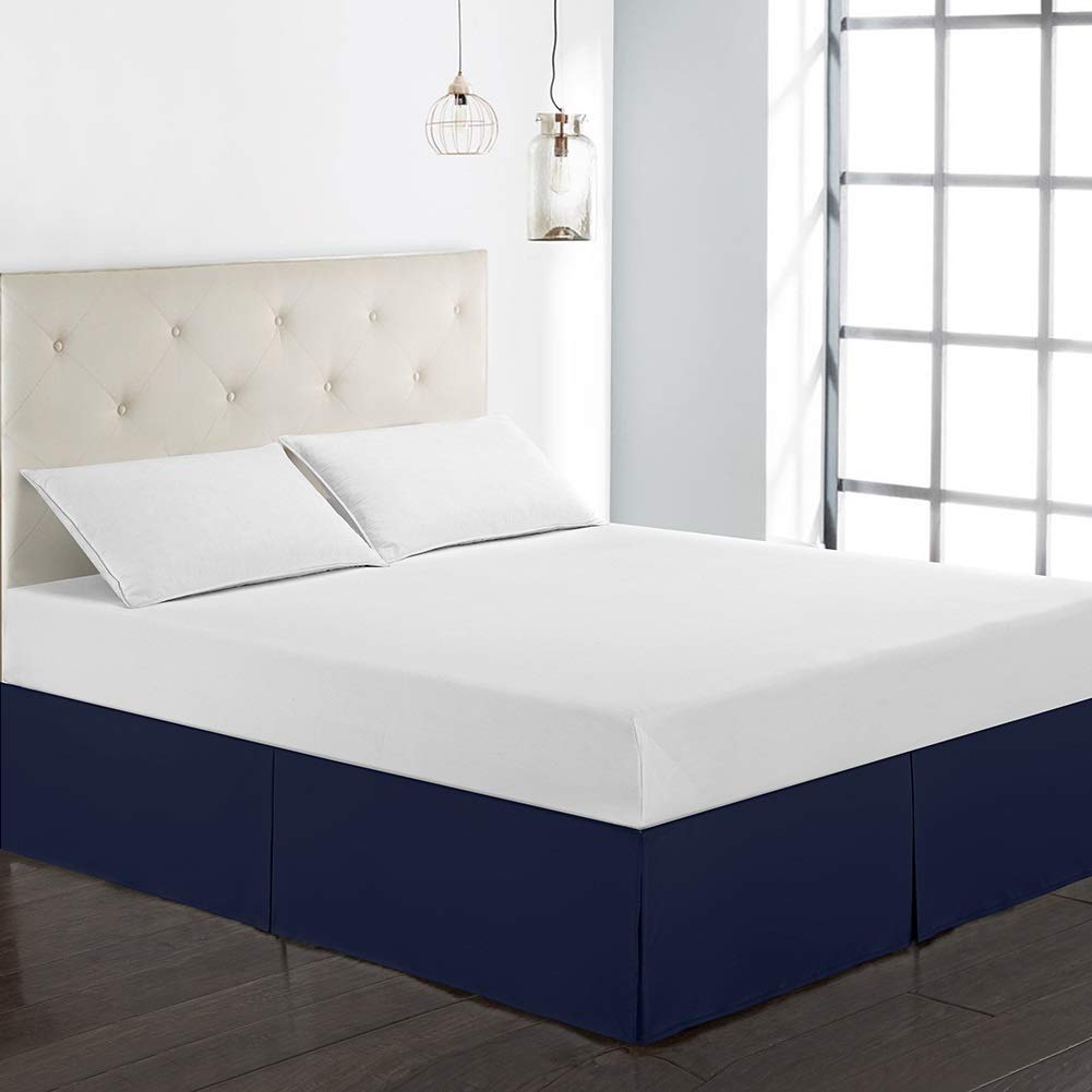 Gonna Per Letto Matrimoniale Avvolgente Con Fascia Elastica - Balza 38 Cm, Colore Blu, Taglia 180x200 - 2