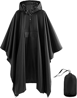 Sponsored Ad - Hooded Rain Poncho Reusable Waterproof Poncho Unisex Raincoat Jacket with Pocket for Men Women Adults Outdo...