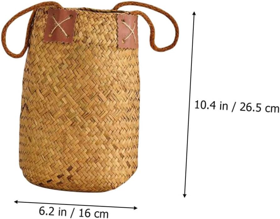 2pcs Artificial Flower Basket Handle Handcrafted Decorative Storage Basket for Living Bedroom