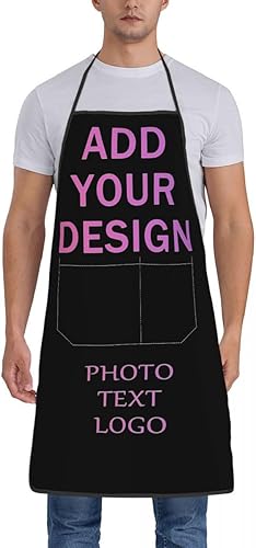 Miniatura 1 de Delantal personalizado con bolsillos para mujeres y hombres, diseño personalizado de tu imagen texto logotipo para cocina delantales de cocina