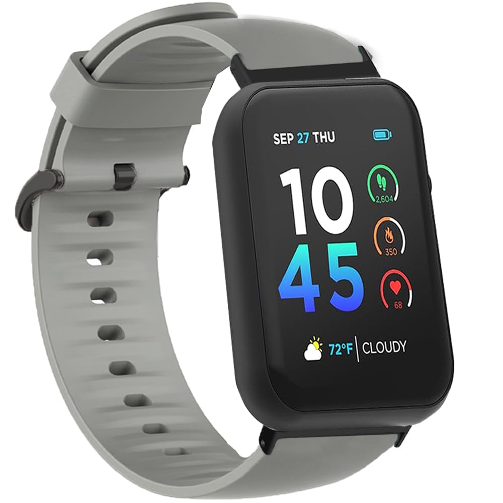 Lamshaw Compatible for ITOUCH AIR 4 Bands Band, Silicone Replacement Soft Band Wristbands Straps with Stainless Steel Buckle for Compatible for ITOUCH AIR 4 41mm / 46mm / Air 3 44mm Smartwatch (Gray)