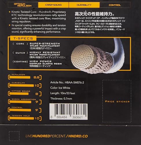 Image of Hundred JP 70 Magnite Badminton String | 0.70 mm High Repulsion & Control | Superior Tension Hold & Shock Absorption | Crisp Hitting Sound