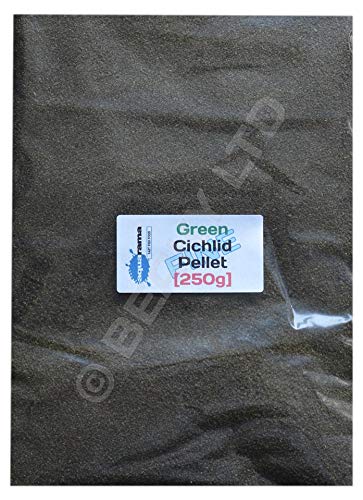 AquaramaGreen Cichlid Pellet (Multi Grade Choice) Tropical Fish Food (Fine Grade (0.5-0.8mm) 250g)