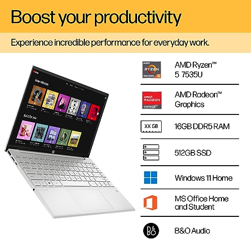HP Pavilion Aero AMD Ryzen 5 7535U 13.3 inch(33.8cm) WUXGA IPS Micro-Edge Laptop(16GB RAM/512GB SSD/AMD Radeon Graphics/Win 11/MSO/Backlit Keyboard/B&O/FPR/Alexa/Silver/970 Grams, 13-be2057AU - Image 5