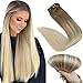 Produktbild Easyouth Clip Haar für Mädchen Farbe Aschblond mit Platinblond Remy Echthaar, 20 Zoll, 100g/Packung Langes glattes Haar
