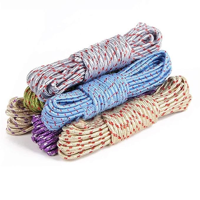 Image of Strong & Durable Nylon Braided Cotton Rope | Clothesline for Drying Clothes Line| 10 Meter Length | 5mm Thickness (Diameter) for Outdoor, Camping, Indoor, Crafting, Art Projects Use.