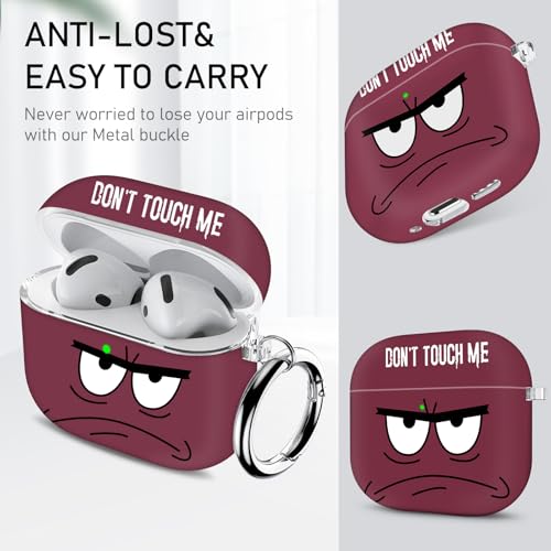 Image of for Apple Airpods 4th Generation Case Covers(2024),Don't Touch Me for Airpods 4 Cover with Keychain /Lanyard Soft Cute Shockproof Cover for Women Men Compatible AirPod 4 Case,Claret