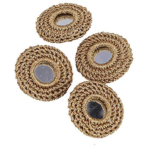 Eerafashionicing Women's Mirror Buttons in Zari for Ethnic Dresses, Top (Gold, 4cm) - 3 Pieces