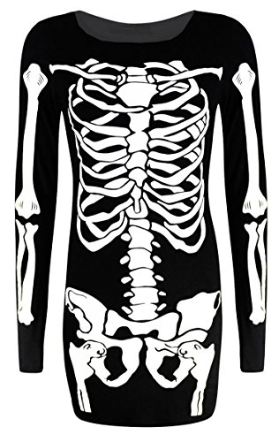 Fast Fashion - Robe Bodycon Élégantes Manches Longues Imprimé Squelette - Femmes Cover