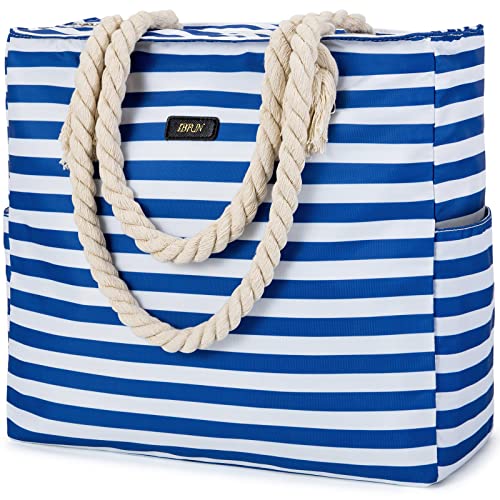 IBFUN Beach Bag for Women with Zipper Waterproof Large Beach Tote Bag