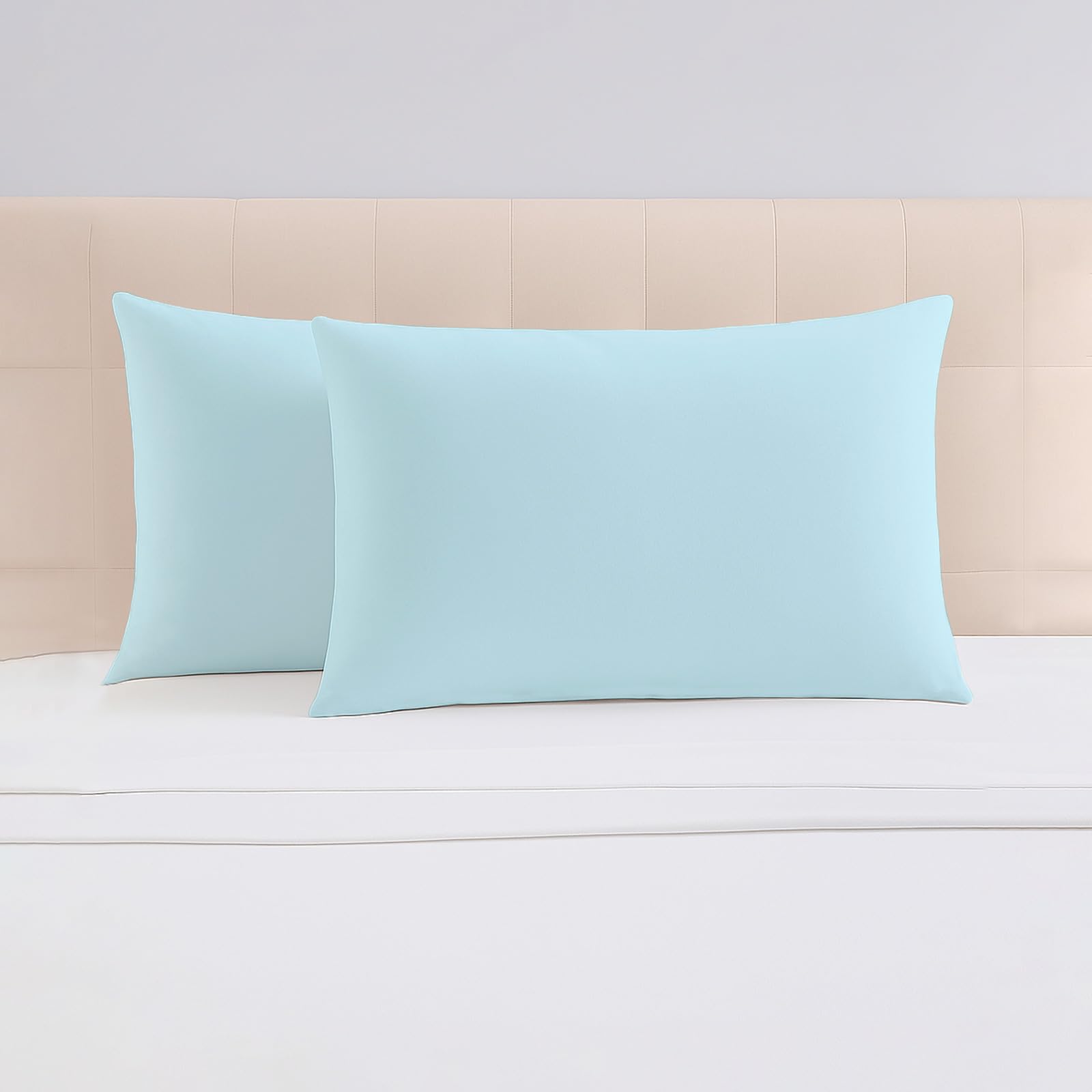 Pizuna Baby Blue Luxurios Cotton Housewife Pillowcases 2 Pack 48X74cm, 1000 Thread Count Long Staple Combed Cotton Thick Pillow Cover, Soft Sateen Housewife Pillow Cases (Cooling Pillowcase)