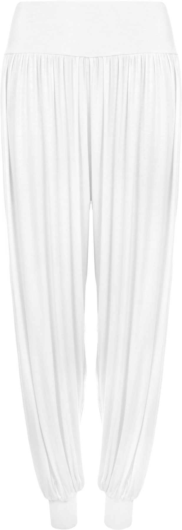 Wearall Women's White Plus Size Harem Trousers Full Leggings Stretch Pants - 12/14
