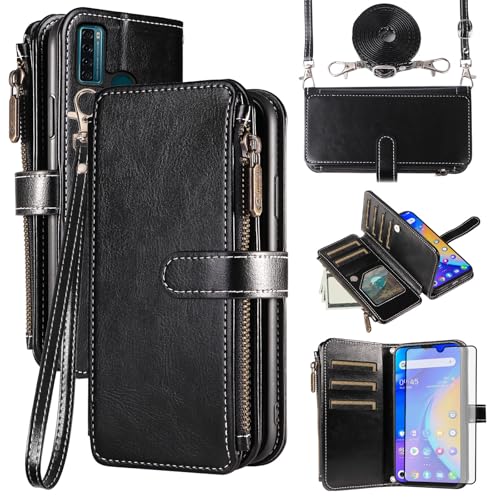 Coque TCL 20 SE avec protège-écran verre et porte-cartes