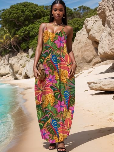 UOUA Hawaiian Dresses Women Plus Size Luau Party Sundress Summer Maxi Tropical Boho Beach Dress3