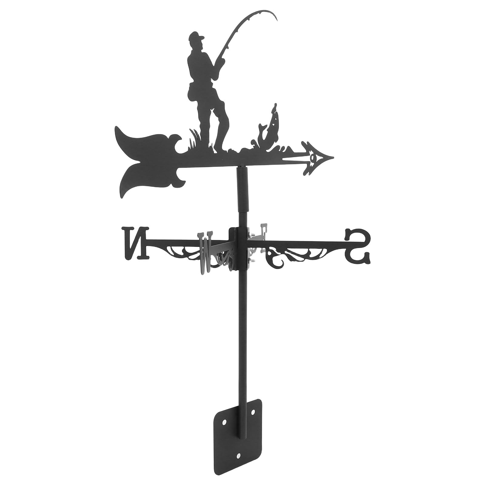 NUOBESTY Iron Weather Vane with Fisherman Statue for Yard and Garage Roof Decor, Sturdy and Versatile Installation Outdoor Garden Decoration in Black