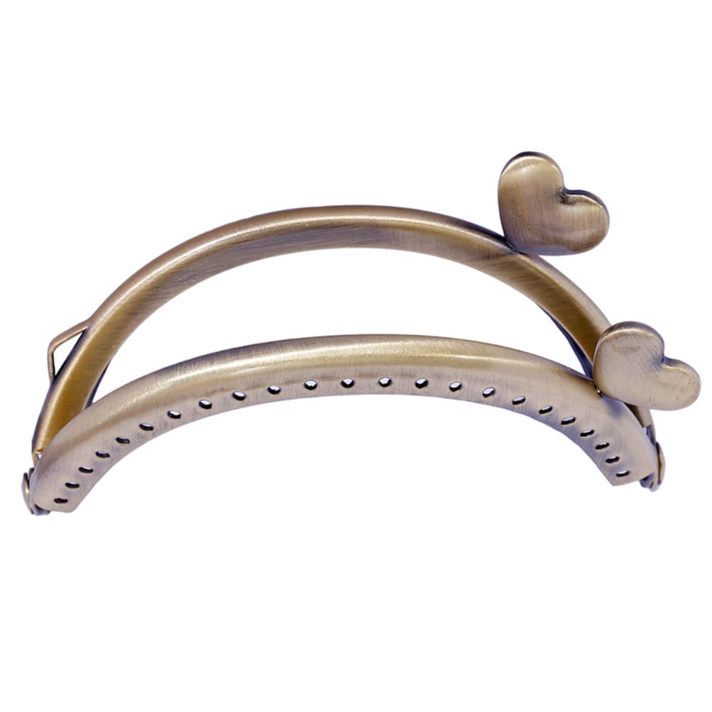 SUPVOX 10psc 8.5cm Marco Monedero Cierre Semicírculo Con Corazón Metal Cierre De Boquilla Retro Para Fabricación De Monederos
