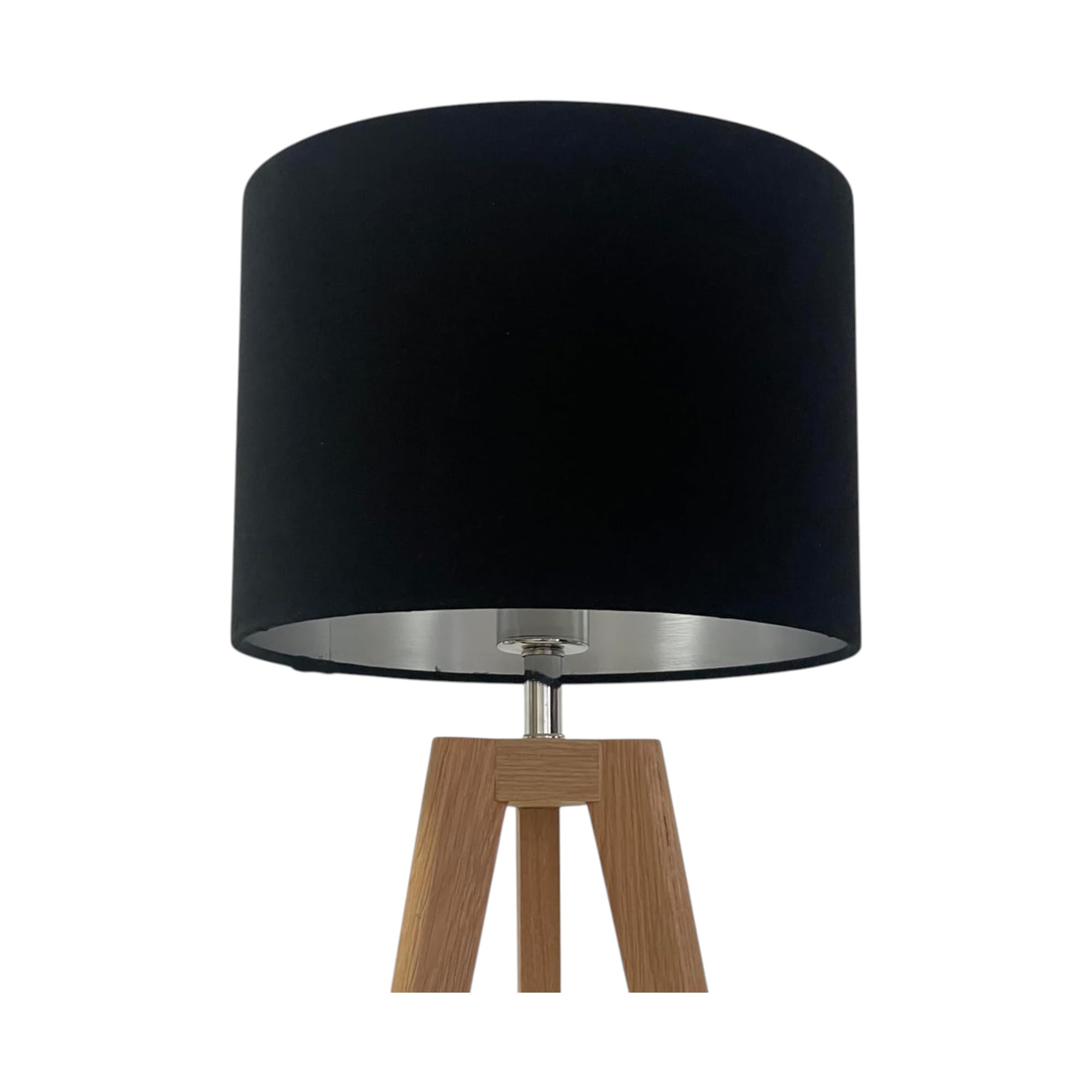 Black Velvet Brushed Silver Drum Lampshade
