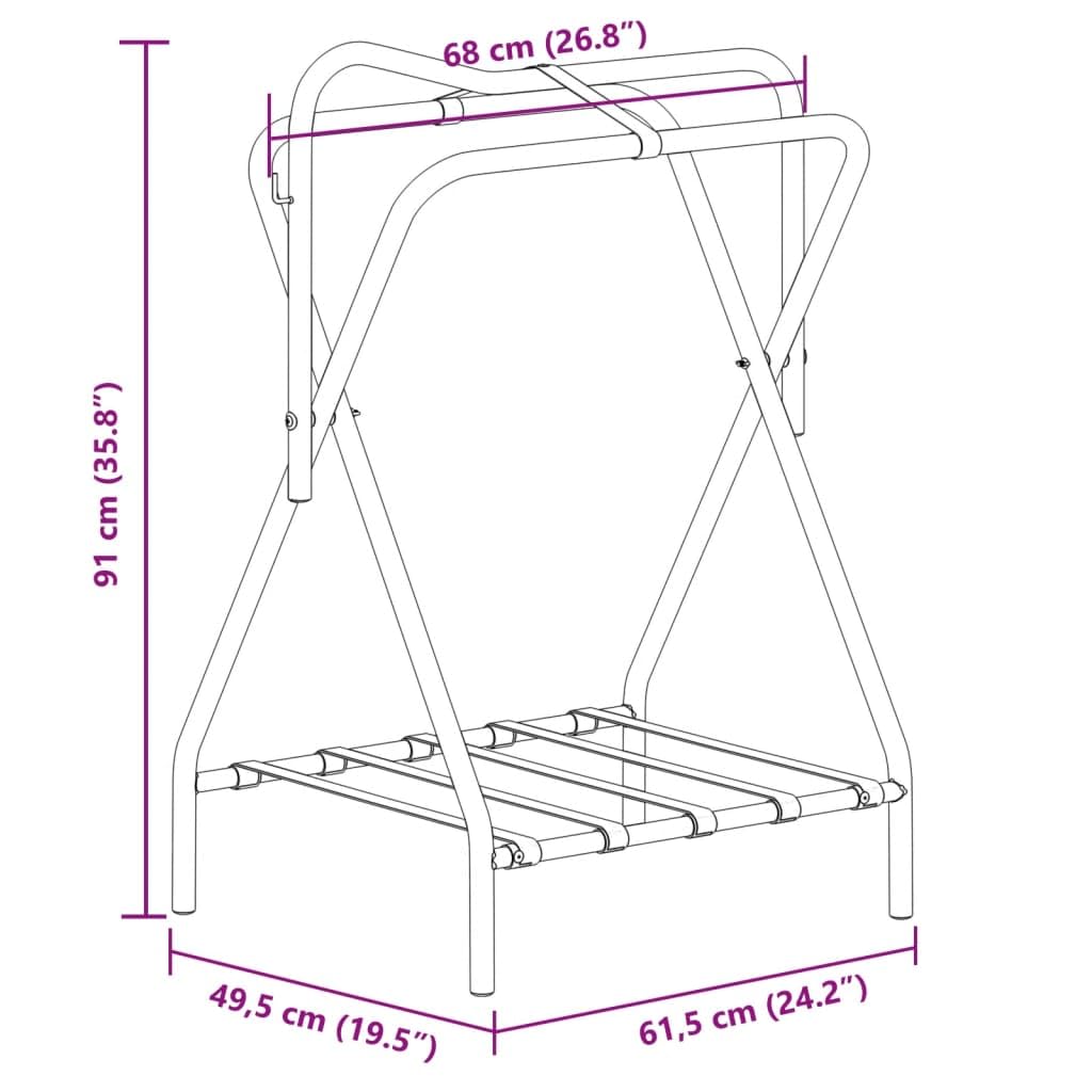vidaXL Soporte de Montura Plegable de pie Independiente Hierro Negro, Soporte para Silla de Montar, Soporte para Montura, Soporte para Silla de Montar portátil