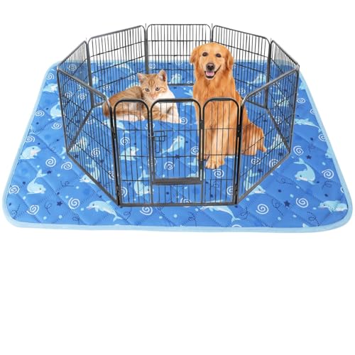 Image of IEUUMLER Washable Pee Pads for Dogs, 1 Pack Non-Slip & Waterproof Pack Whelping Pad, Reusable Washable Puppy Potty Training Pad with Fast Absorbent for Playpen EU007 (Dolphin, 63 inchX63 inch-1pcs)