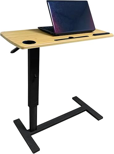 Mesa para cama de hospital, mesas de cama neumáticas ajustables sobre la cama con ruedas ocultas y USB, mesa móvil para portátil y mesita de noche