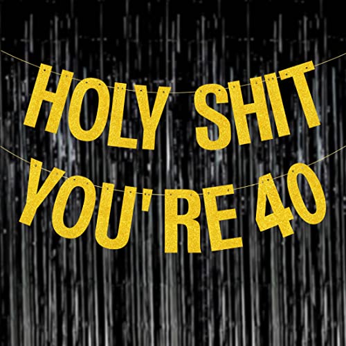 Yasmart Life 40th Birthday Decorations Women Men Pre-Strung Gold Glitter Birthday Banner Party Decoration Sign Funny Banner 40th Bday Party Supplies banner